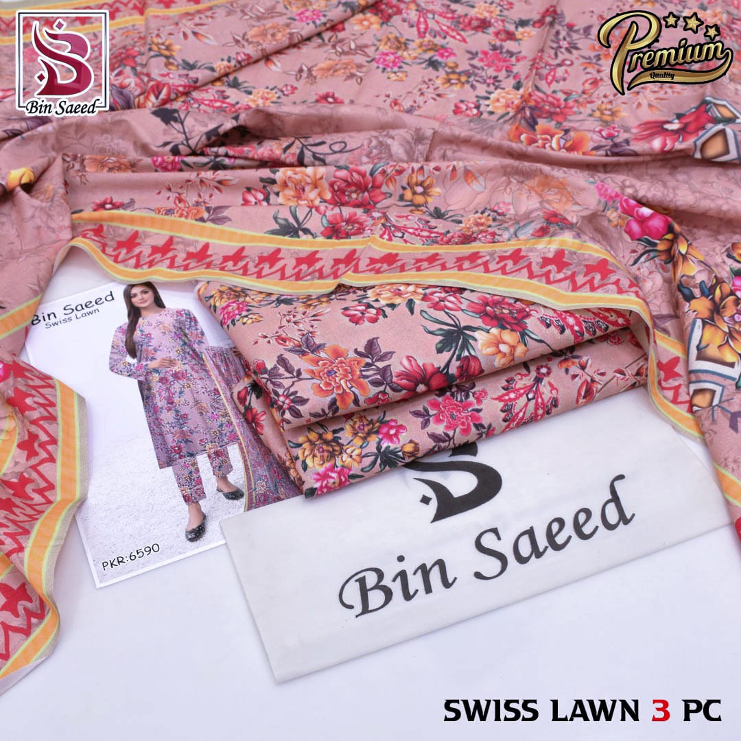 BIN SAEED 3PC SWISS LAWN