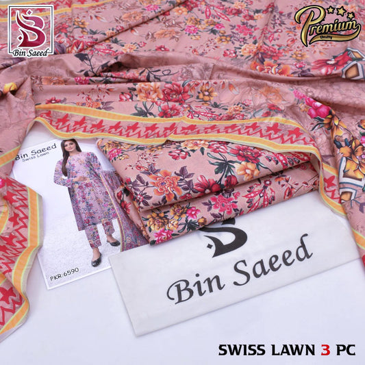 BIN SAEED 3PC SWISS LAWN