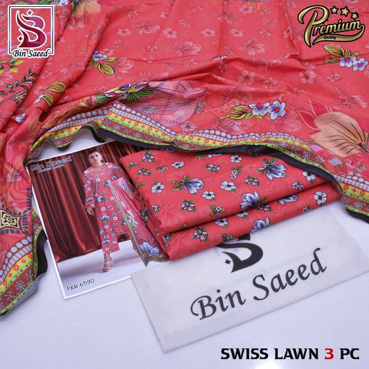 BIN SAEED 3PC SWISS LAWN