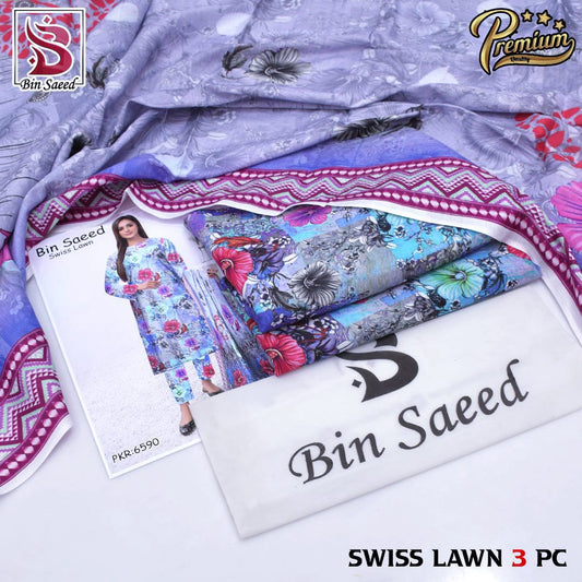 BIN SAEED 3PC SWISS LAWN