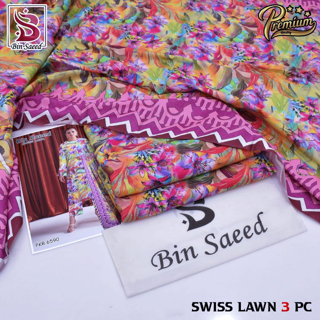 BIN SAEED 3PC SWISS LAWN
