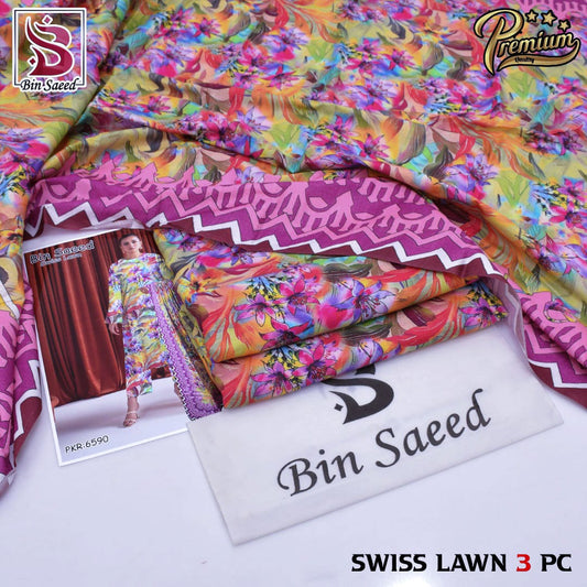 BIN SAEED 3PC SWISS LAWN