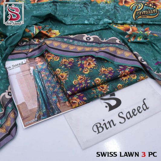 BIN SAEED 3PC SWISS LAWN