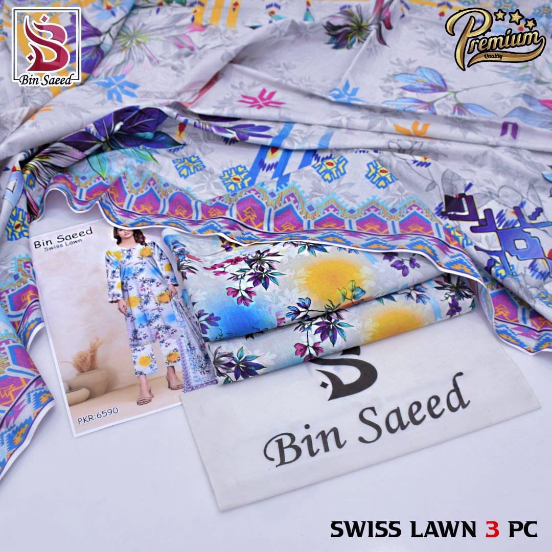 BIN SAEED 3PC SWISS LAWN