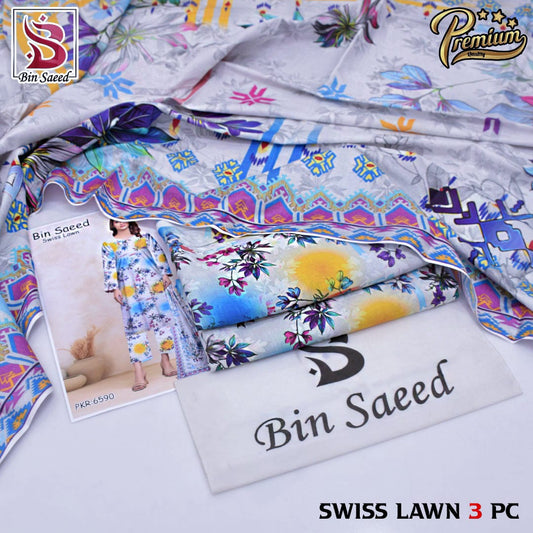 BIN SAEED 3PC SWISS LAWN