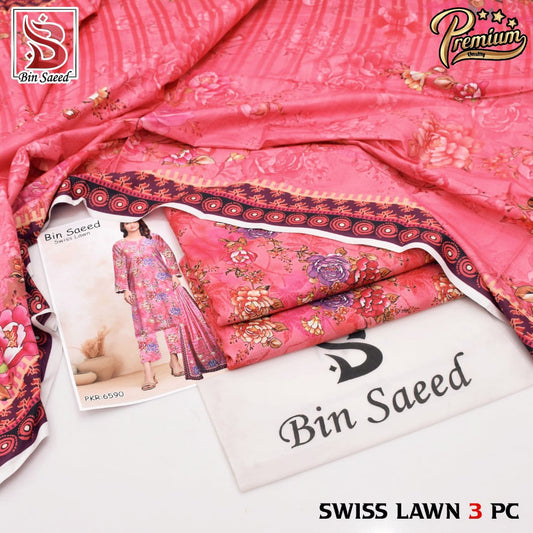 BIN SAEED 3PC SWISS LAWN