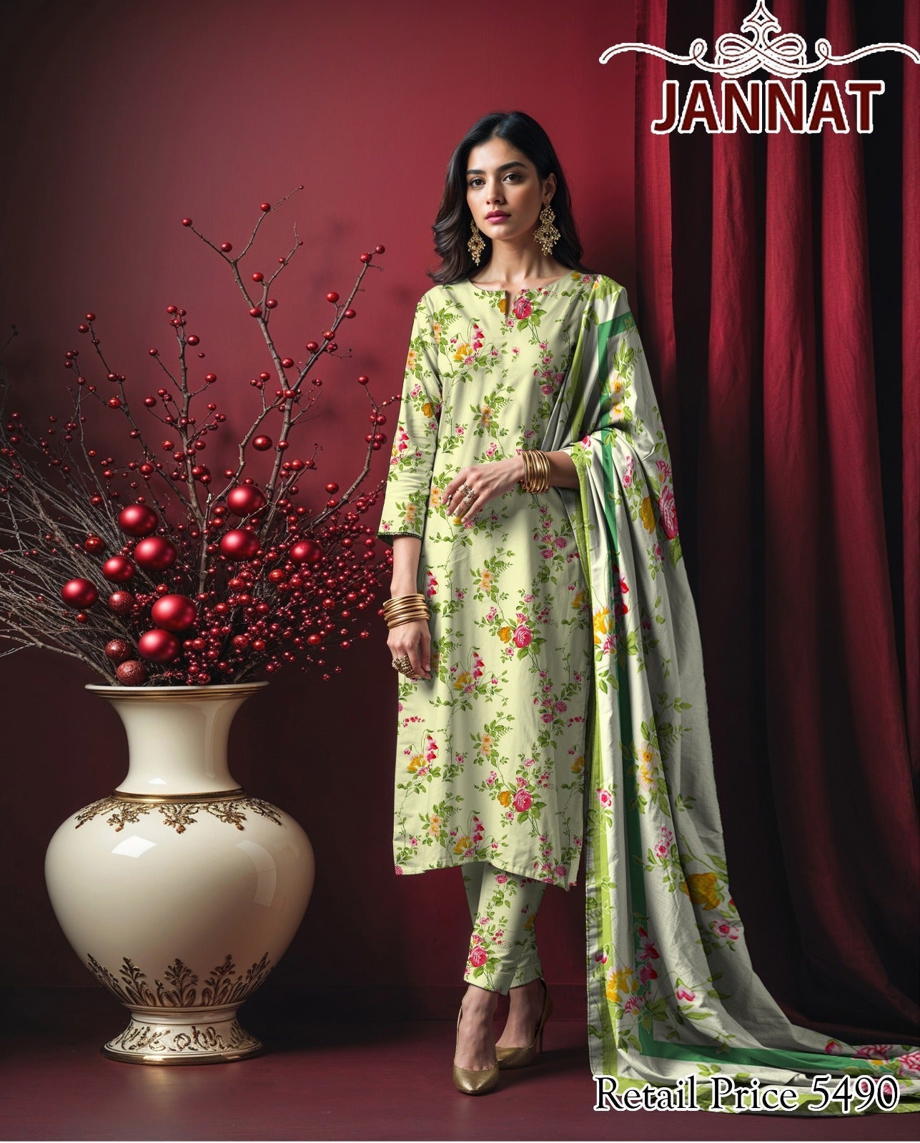3PC LAWN BY JANNAT