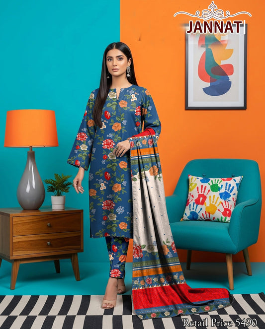 3 PC LAWN BY JANNAT